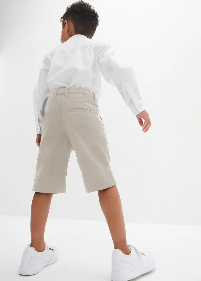 Conjunto de pantalón corto, camisa y pajarita para niños (3 piezas) Blanco/gris piedra